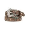 Ariat Tooled Turquoise Inlay Ladies Belt -Equestrian Supplies Store A1513402 c1170