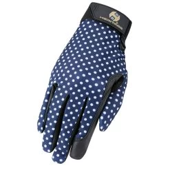 Heritage Performance Ladies Riding Glove - Navy Polka Dot